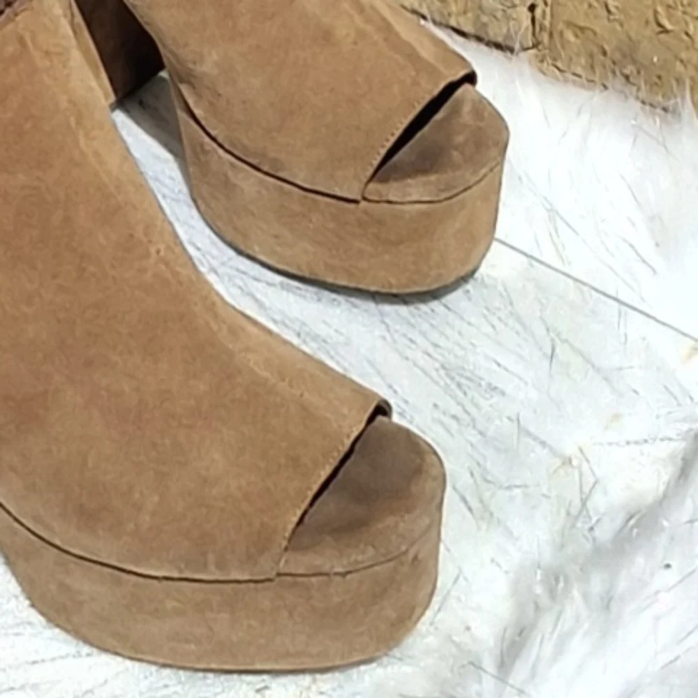 Jeffrey Campbell x Free People Leather Brown Platform Slingback Heels  Size 10 - Picture 6 of 16